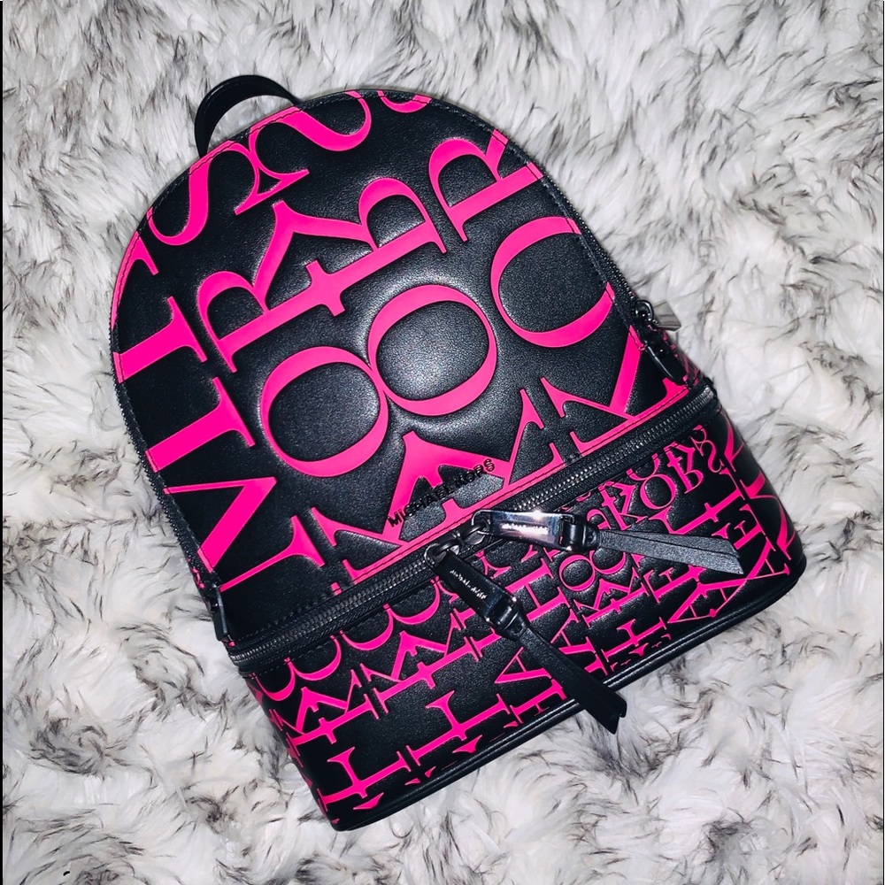 BNWT Michael Kors Rhea Zip Newsprint backpack
